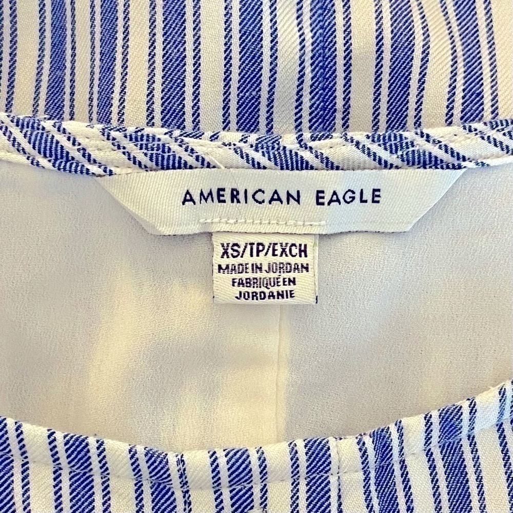 AMERICAN EAGLE Tank Dress Tie Back Sleeveless Stripe Blue/White Women Size XS - Picture 12 of 13